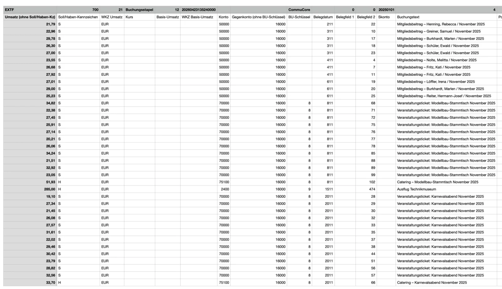 DATEV-Export in CommuCore: Monatsberichte mit DATEV-CSV-Menü