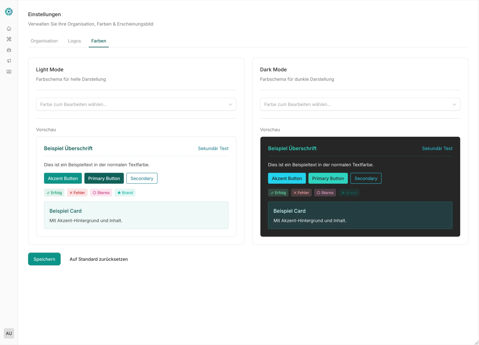 CommuCore Einstellungen – Farbschema