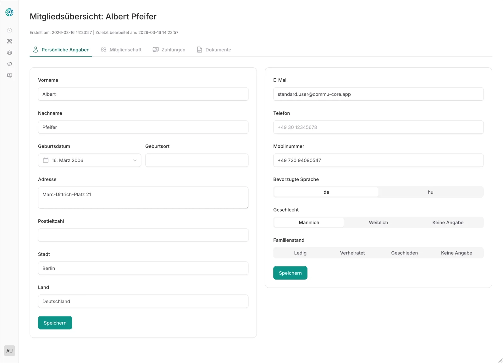 CommuCore Mitgliederverwaltung – Mitgliederprofile, Rollen und Beitragsstatus für Vereine
