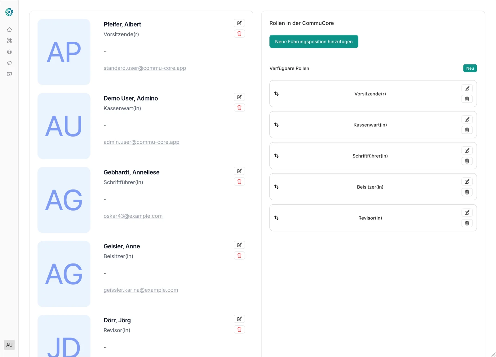 CommuCore Rollen & Berechtigungen – Zugriffsrechte für Vorstand, Kassenwart und Mitglieder